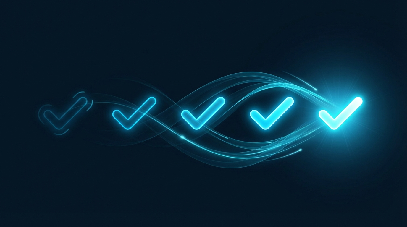 Five glowing readiness indicators showing business AI readiness progression
